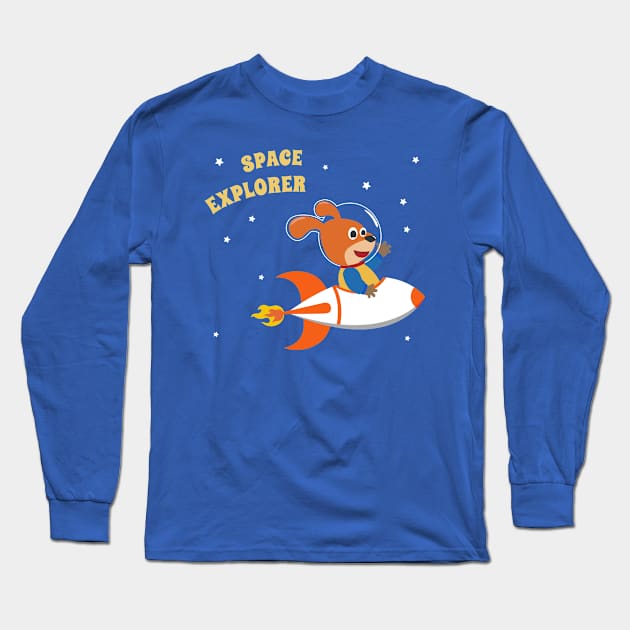 cute dog astronaut play with his rocket Long Sleeve T-Shirt by KIDS APPAREL